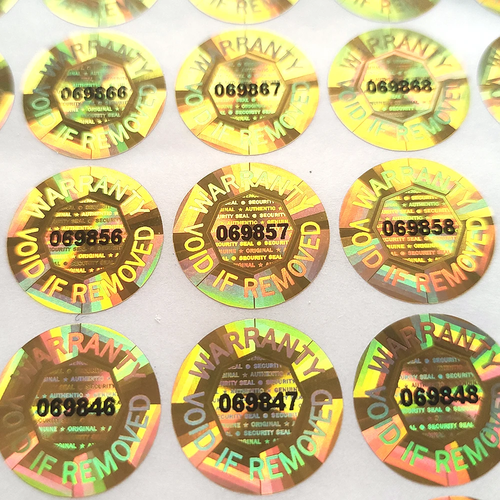 100pcs 15mm Gold Color Hologram Label Sticker Serial Numbers Security Seal Octagon Inside AUTHENTIC GENUINE ORIGINAL Protection