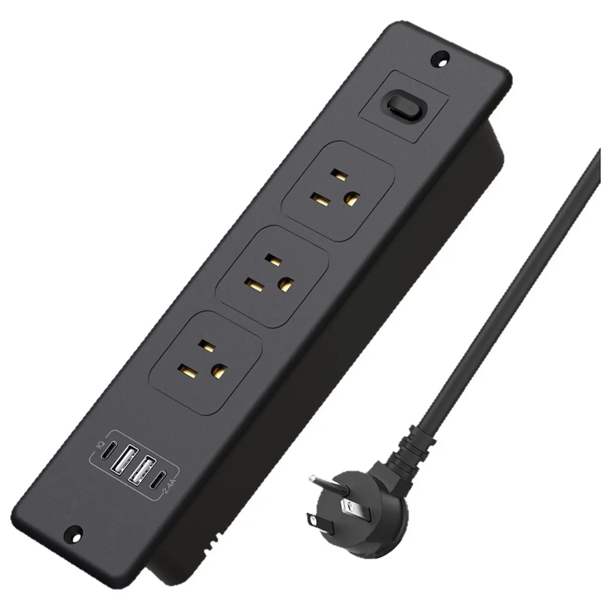 PREMIUM QUALITY Recessed Power Strip with 2 USB-C 2 USB-A Ports Flush Mount Desk Outlet for Furniture Hidden Charging Station US