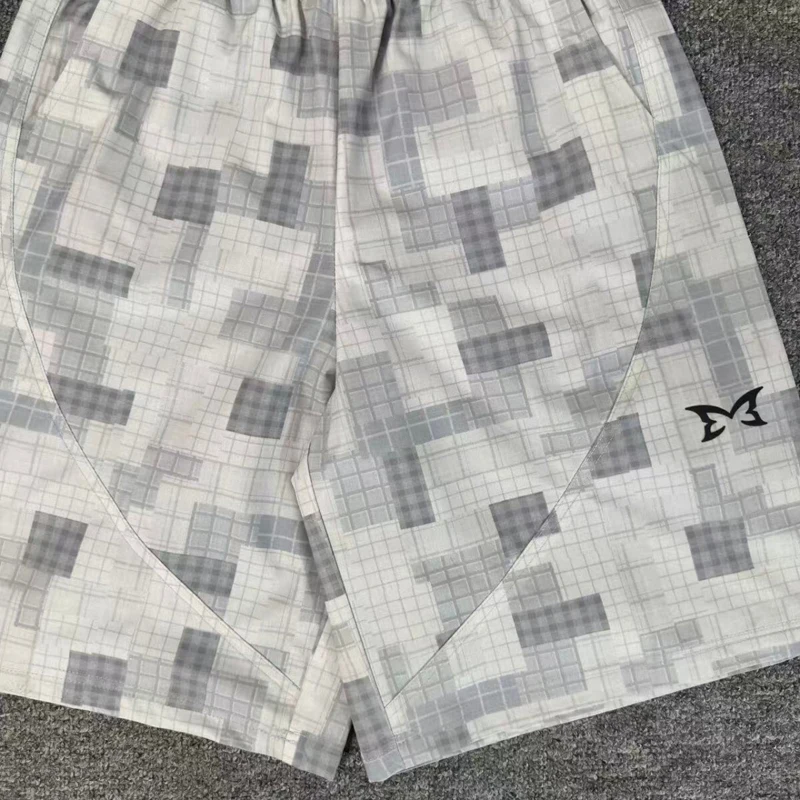 

Summer New MERTRA Pants Breathable Mesh Comfort Personalized Checkered Print Elastic Waist Mertra Casual Shorts
