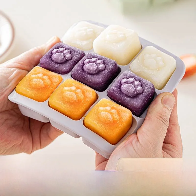 Food Grade Silicone Baby Food  Section Container Baby Ice Cube Tray Soup Base Meat Paste Portion Packaging Storage