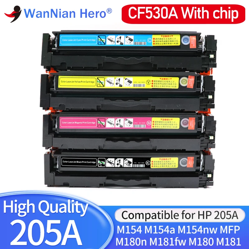 With chip 205a CF530A CF531A CF532A Compatible toner cartridge for HP LaserJet Pro M154 M154a M154nw MFP M180n M181fw M180 M181