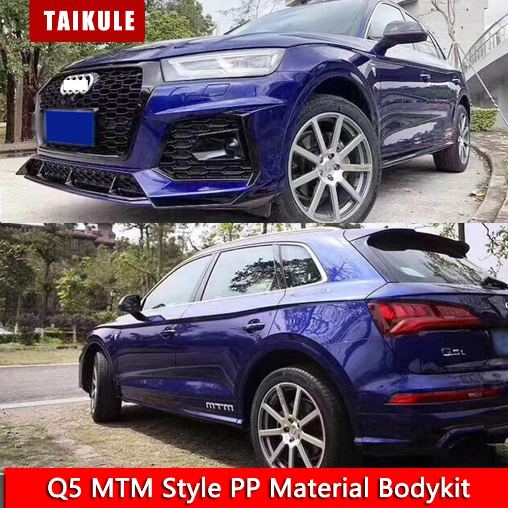 

Для 2018 2019 2020 Q5 S-line SQ5 модификация в стиле MTM глянцевый черный корпус из полипропилена Q5 MTM передний бампер решетка Задняя губа