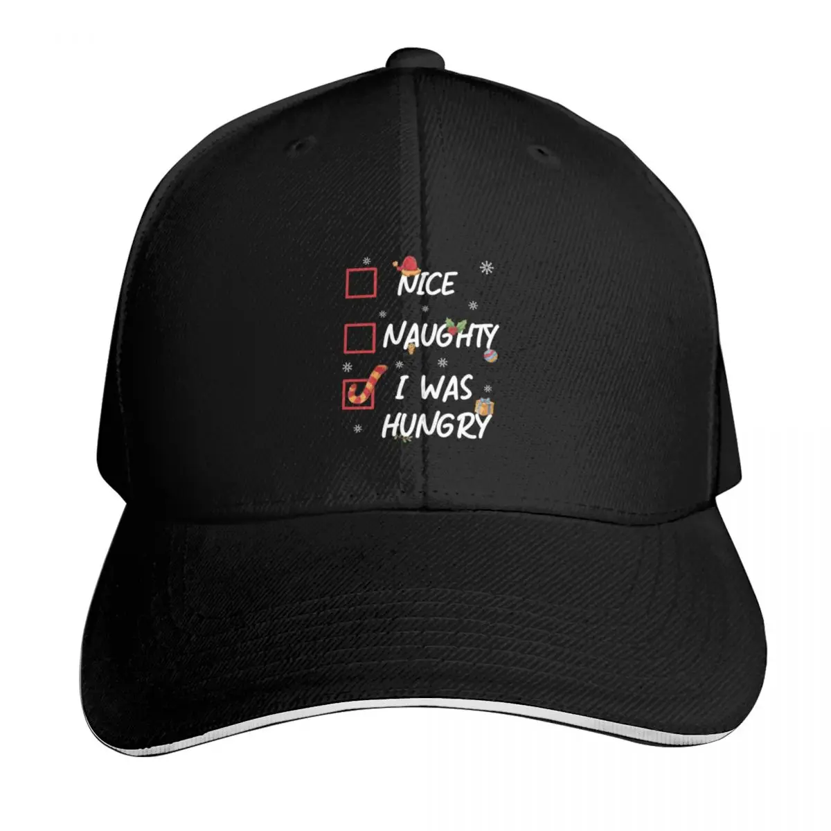 Nice Naughty I Was Hungry Ugly Christmas Pajama Xmas List Funny Baseball Cap Men Women Casual Summer Sport Sun Cap