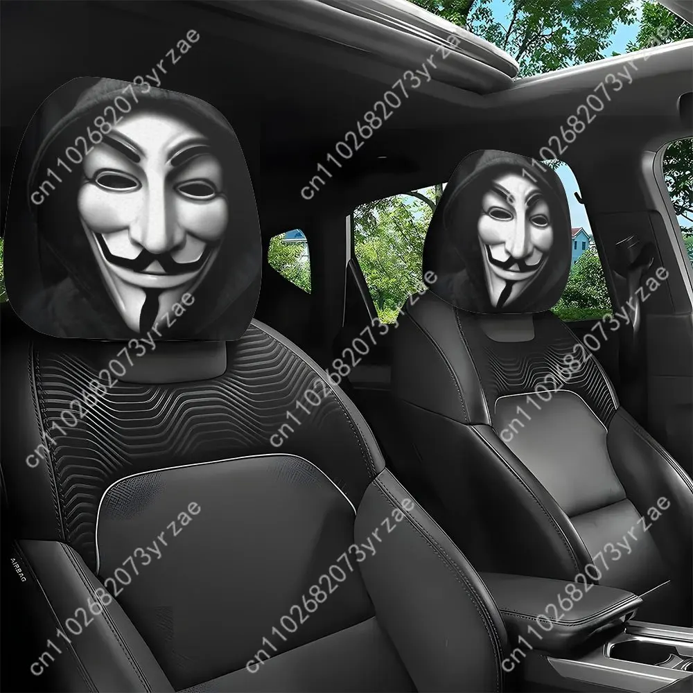 

Vendetta Mask Car Seat Headrest Cover (2pcs) Environmentally Friendly Headrest Protector Breathable Comfortable Vehicle Decor