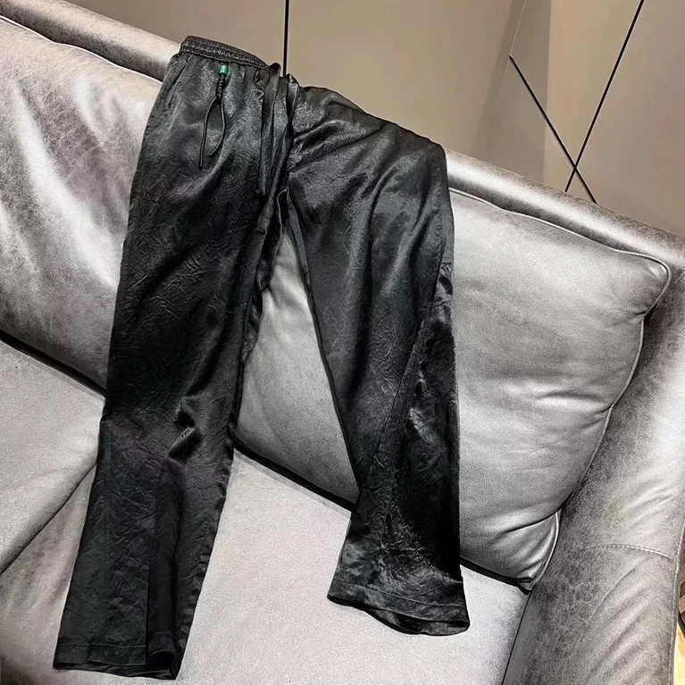 

Летние повседневные брюки мужские свободного кроя, прямые, из ледяного шелка, тонкие, с вышивкой, дышащие, молодежный активный стиль