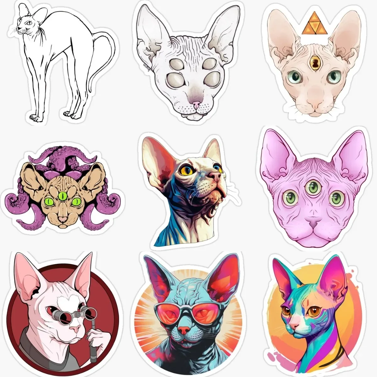 

Creative Canadian Hairless Cat Sphynx Cat Pets PVC Stickers for Decorate Car Van Bicycle Window Fridge Wall Van Decal