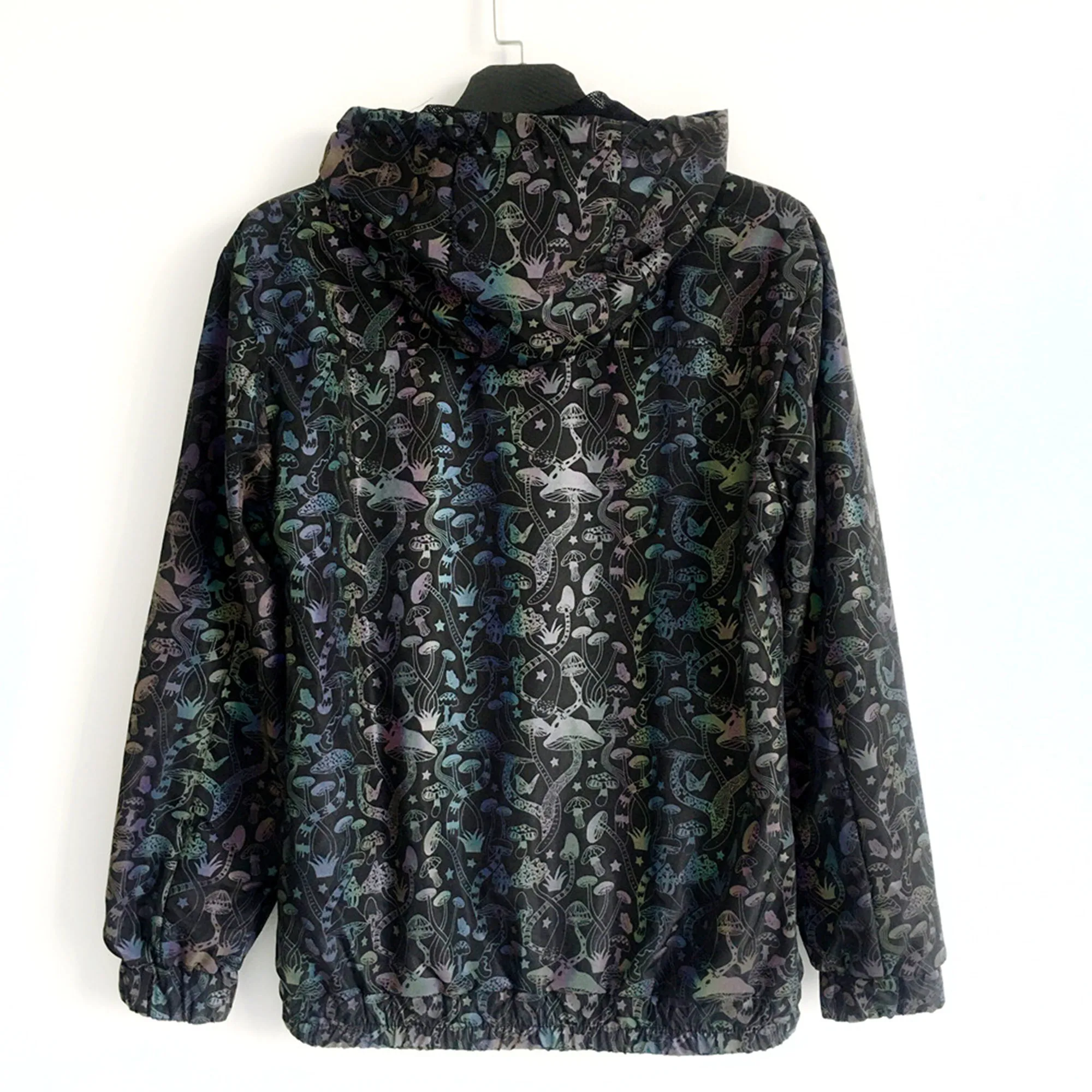 Unisex Holographic Men’s Geometric Reflective “Mushroom Pattern” Jacket Reflect Light Casual Coats
