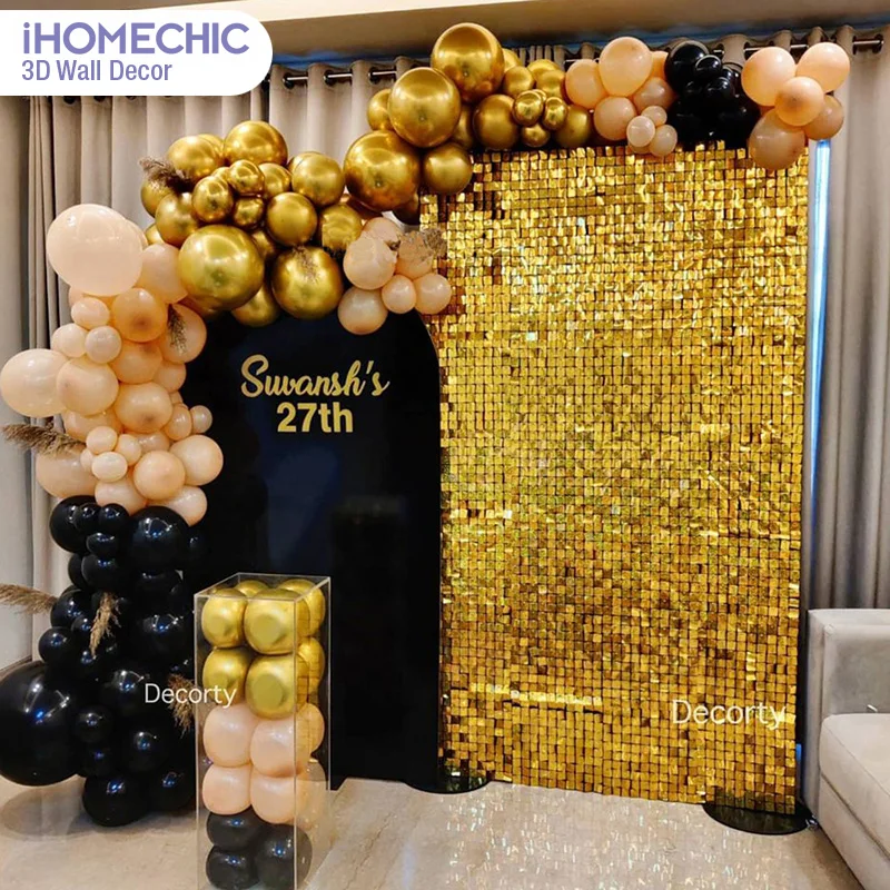 30x30cm Square Shimmer Sequin Panel Wall Glitter Birthday Party Background Decorations Backdrop Curtain for Wedding Event Decor