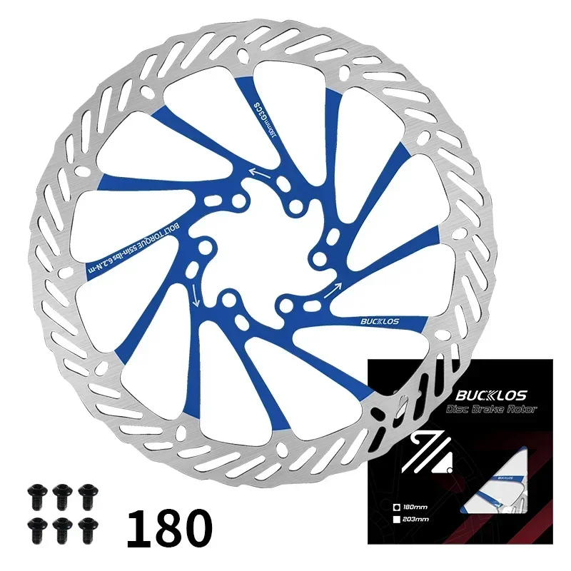 BUCKLOS Ultraleichtes MTB-Fahrrad, hydraulische Bremsscheibe, 160/180/203 mm, Mountain Road Racing Fahrradbremsscheibe mit 6 gratis Schrauben