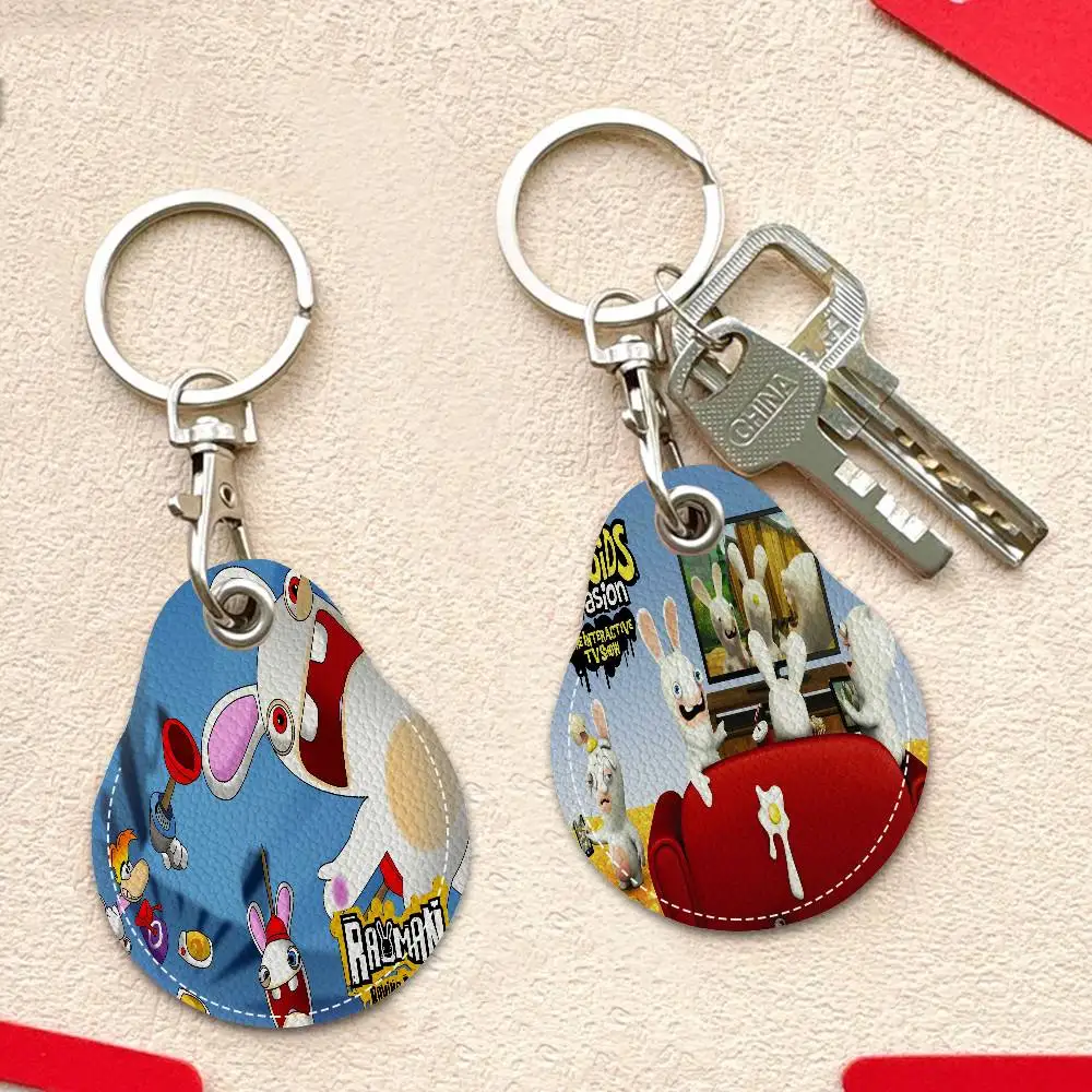 لعبة R-Raving R-Rabbids نمط الرسوم المتحركة الإبداعية بطاقة الوصول الحساسة واقية كم المفاتيح قلادة الزخرفية الموضة