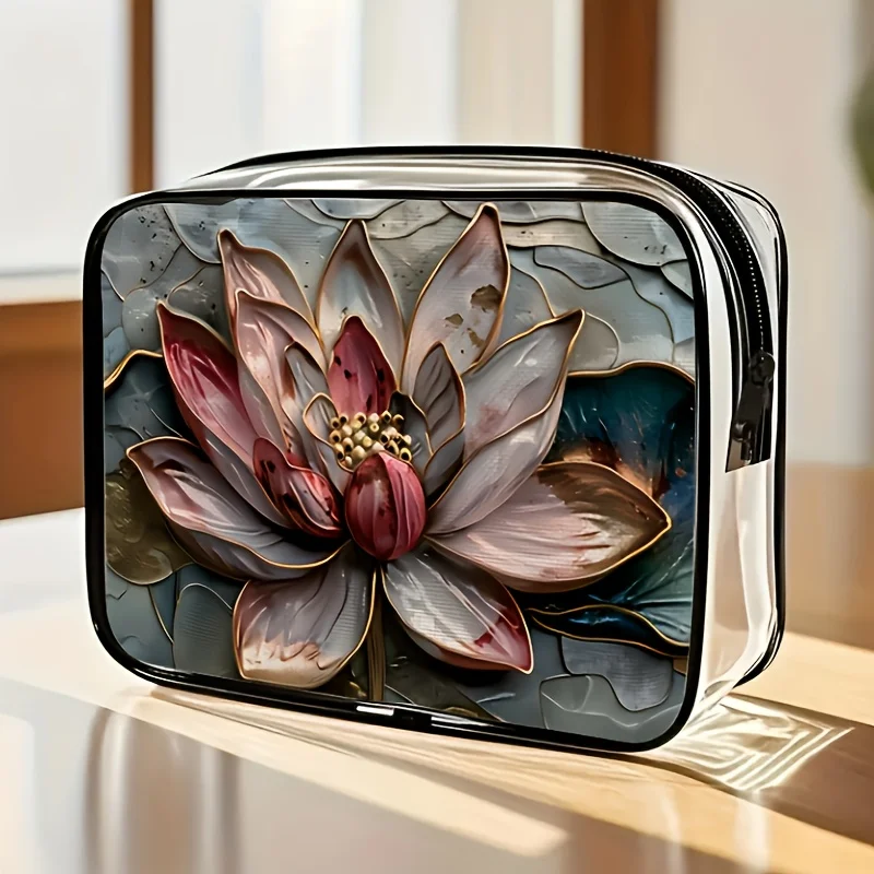 A Stylish Large Capacity Pvc Makeup Bag with Zipper Closure High Quality Travel Toiletry Organizer Lightweight for Women