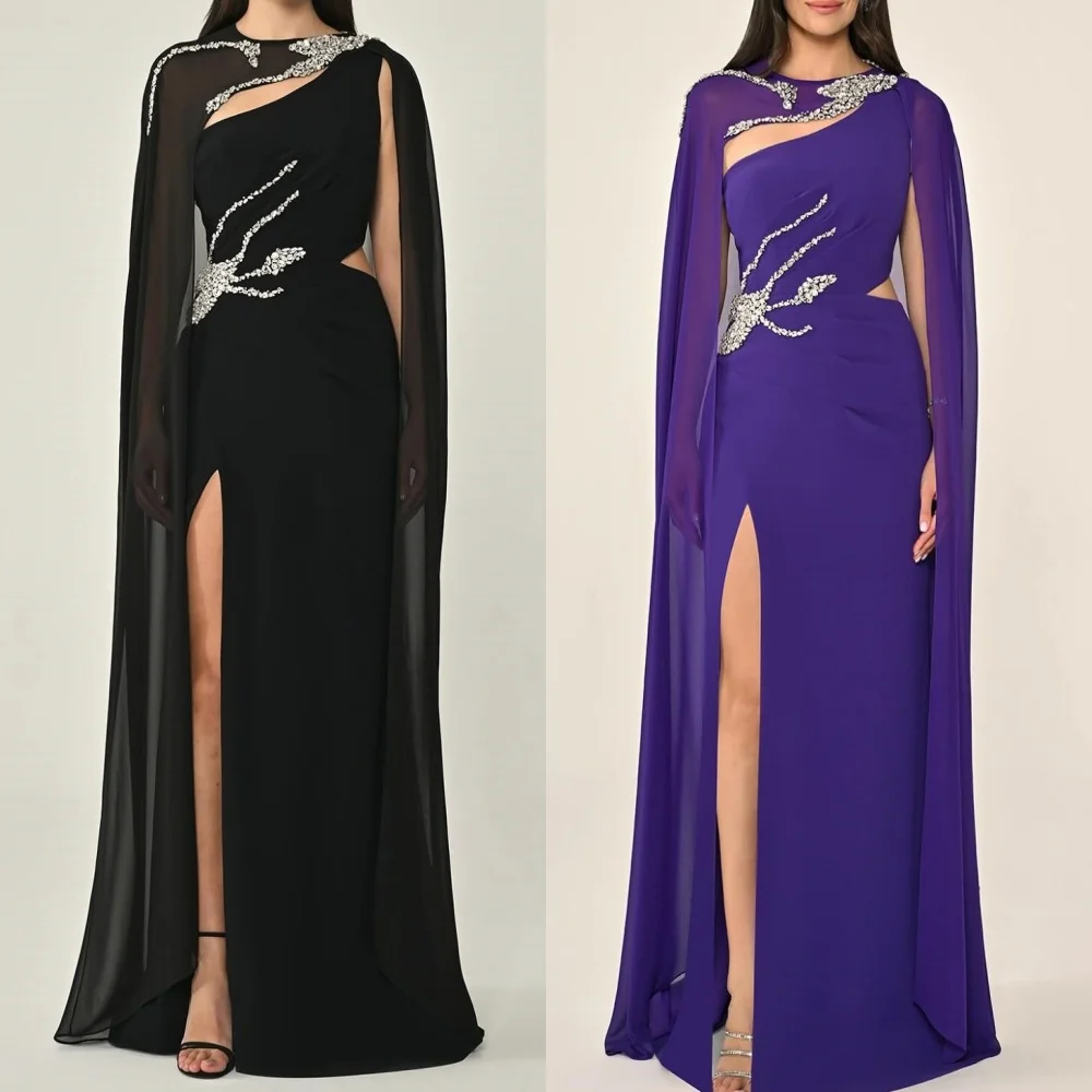 

Customized Sparkle Exquisite Chiffon Rhinestone A-line Scoop Neck Long Dresses Bespoke Occasion Dresses Sizes Available Classic