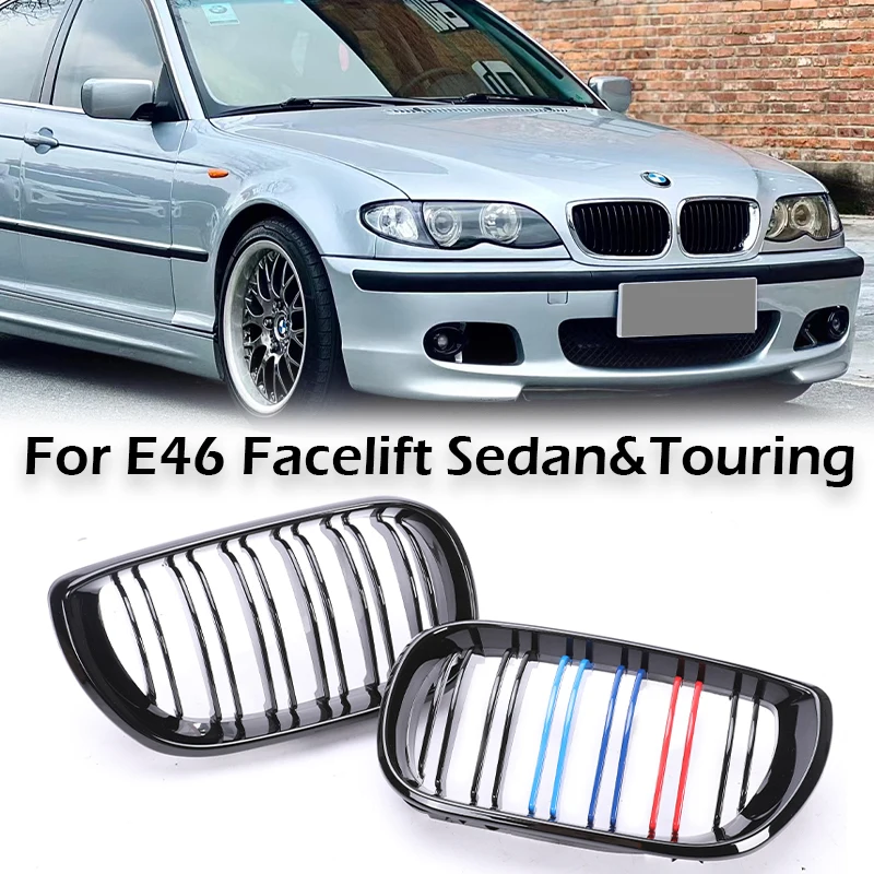 Kidney Grille Gloss Black Carbon M Color Grill For BMW 3 Series E46 Facelift Sedan Touring 2002-2005 316i 318d 318i 330i 330xi