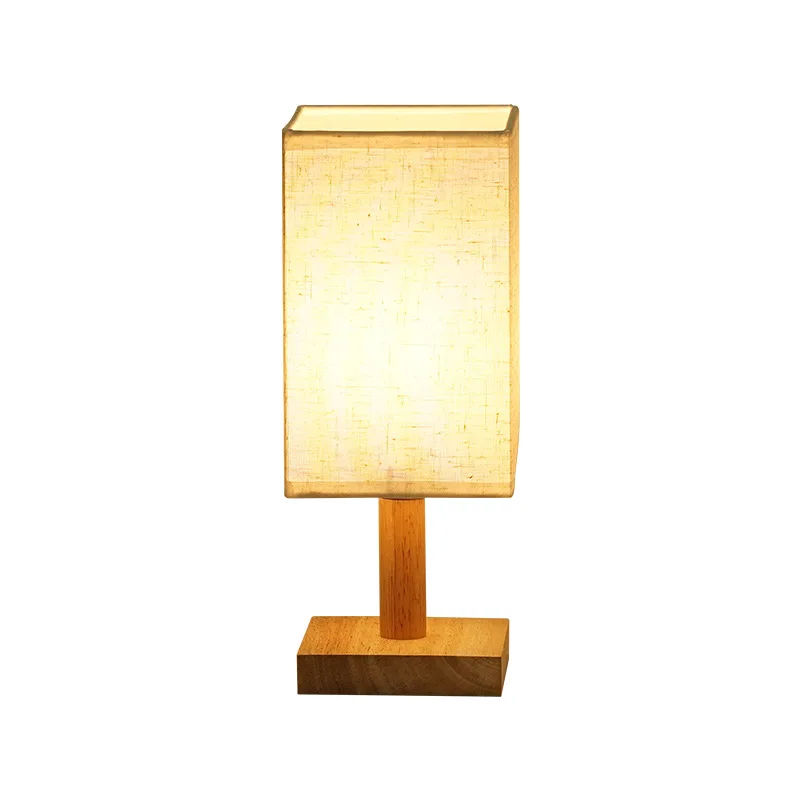 #For Nordic solid wood fabric usb desk lamp decoration bedroom bedside lamp study dormitory remote control led night light