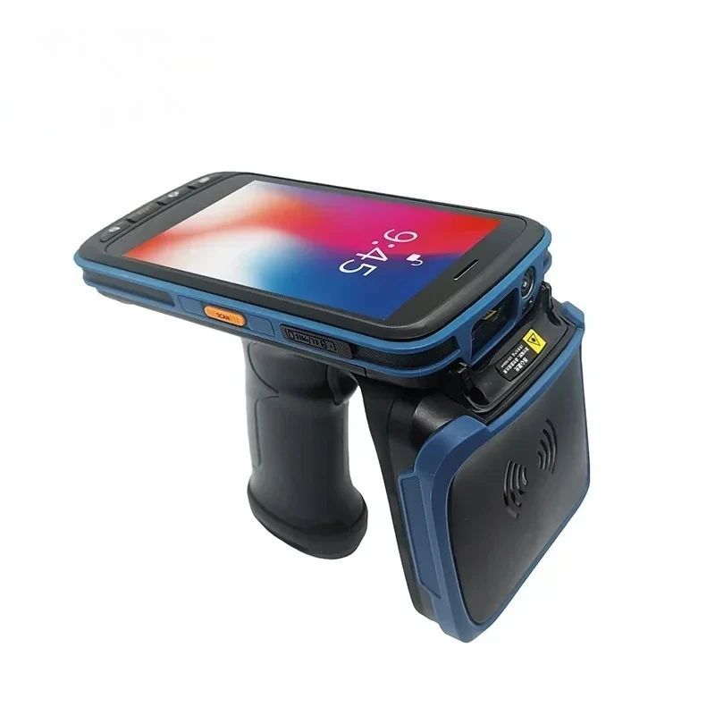 1D 2D QR Escáner de código de barras PDA Lector de mano Android de larga distancia RFID UHF para tienda/almacenario