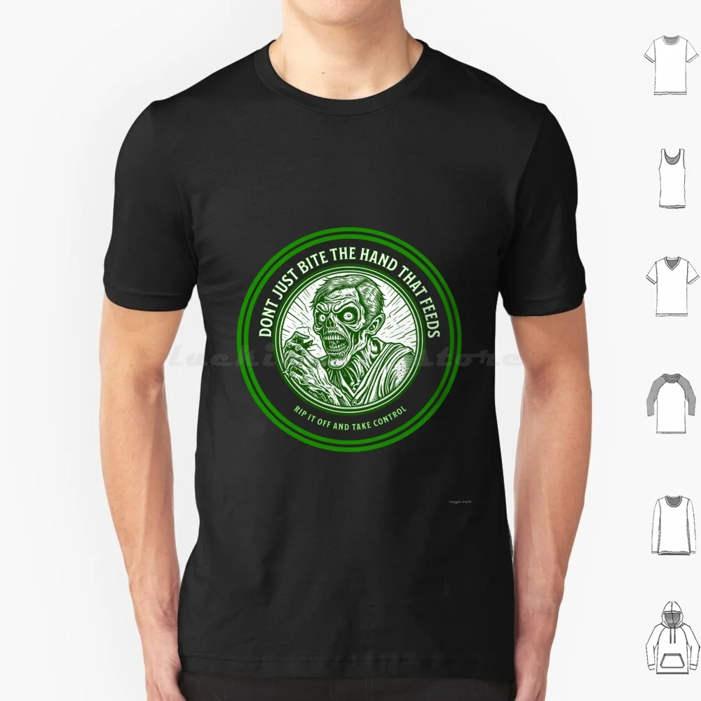 Bite The Hand T Shirt Cotton Men Women DIY Print Zombie Dont Bite Hand Feeds Rip Control Logo