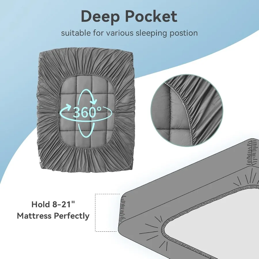 Topper de colchão de resfriamento extra grosso para alívio da dor nas costas com tecido respirável e bolso profundo de 821 polegadas ajuste 5D Snow Down Alter