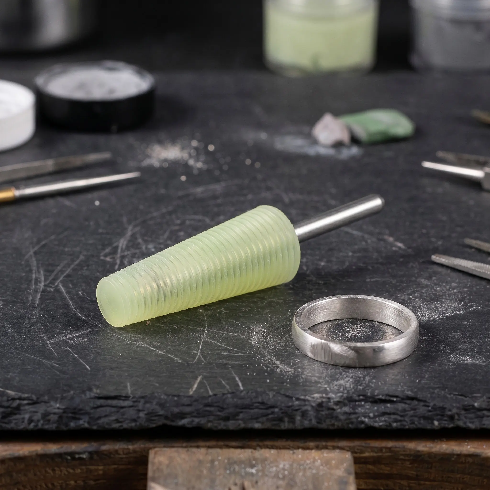 2Pcs Ring Polishing Mandrel Silicone Grip Holder Tapered Design for Jewelry Buffing Sanding Finishing Rotary Tool Flex Shaft