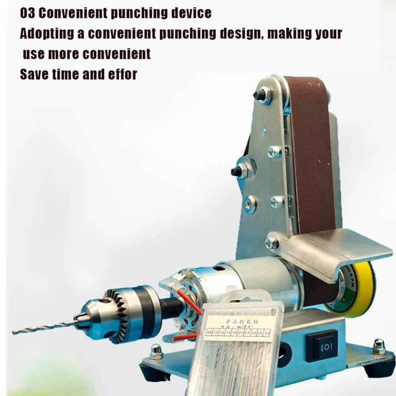 Mini Machine à Courroie Électrique Multifonctionnelle, Micro Machine Verticale de Bureau, Machine à Polir DIY, Meuleuse d'Angle Partners, 110V-220V