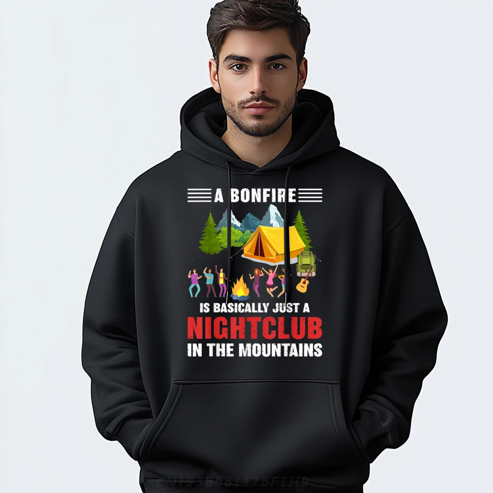

Classic Mens Hoodies O Neck Printed Long Sleeve Bonfire Basically Just A Nightclub Hoodies Slogan Sweatshirt