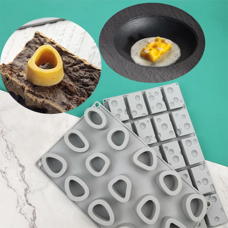 15 Hole Square Cheese Silicone Baking Mold DIY Stone Jelly Biscuit Baking Mould Dessert Cake Decor Soap Candle Making Set Gifts