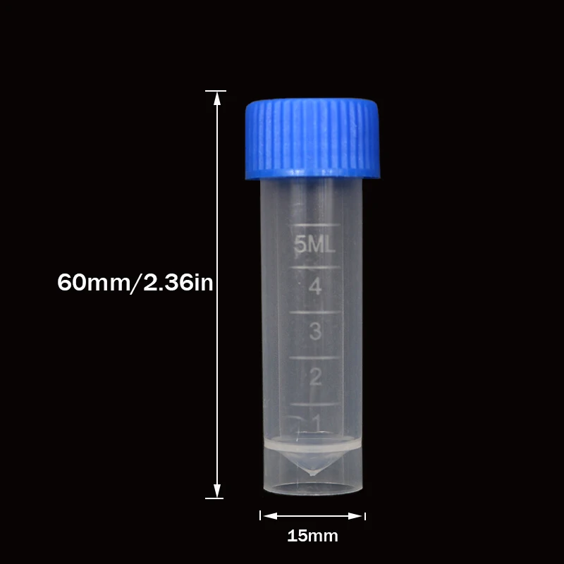 10 Pieces of 5ml Plastic Test Tube Vial Screw Sealing Cap Packaging Container Plastic Test Tube Vial Sealing Cap Laboratory