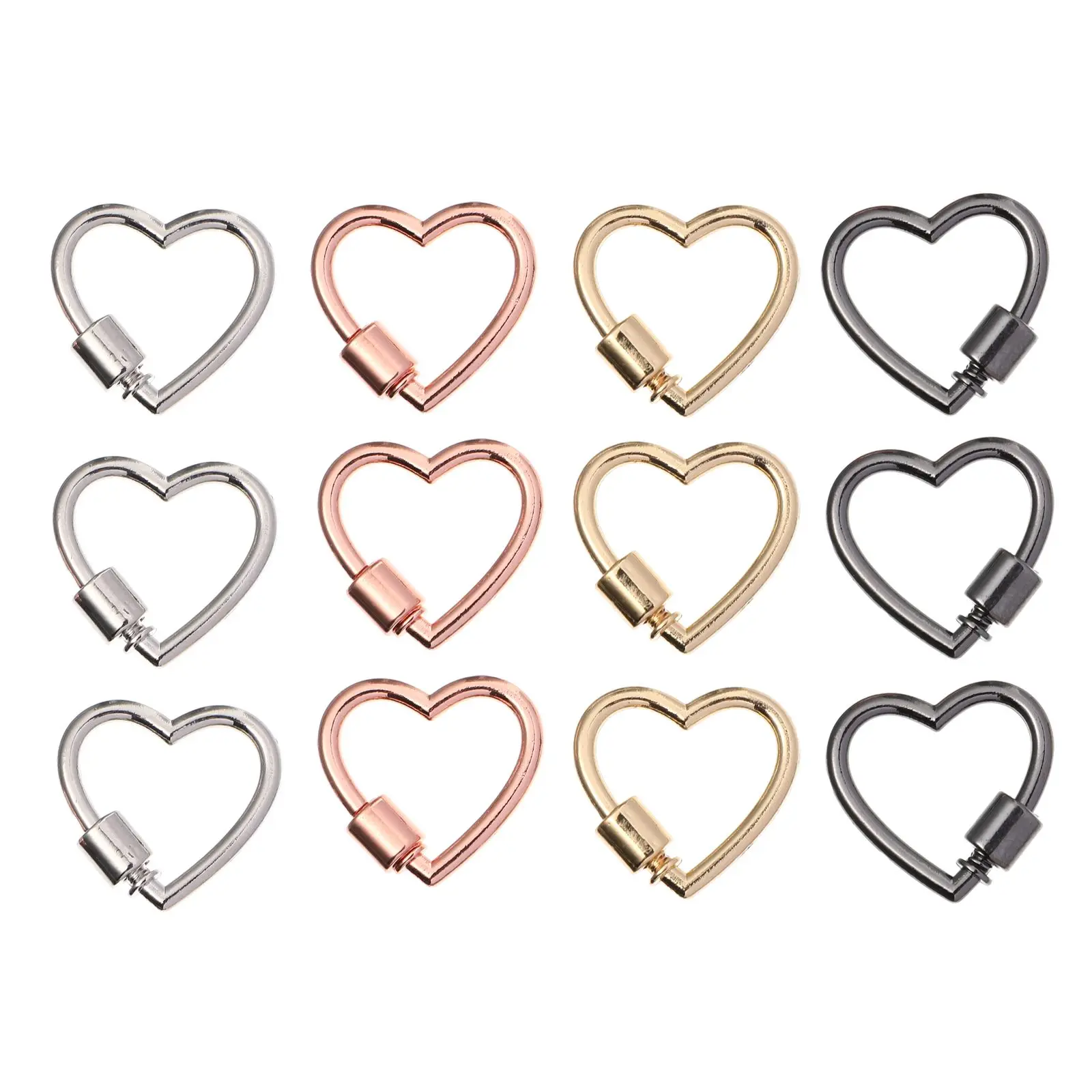 

12 Pcs Alloy Buckle Heart Shape Key Chain Ring Supplies Pendant Diy Craft Beads Accessories Jewelry Making