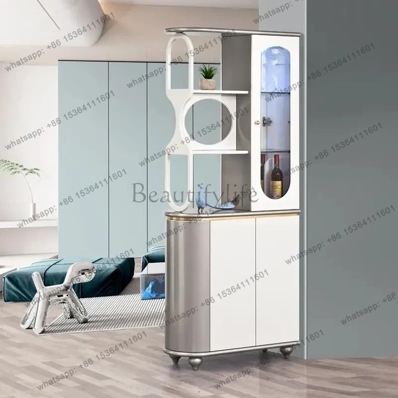 small apartment partition cabinet is opposite the door to  home entrance cabinet wine cabinet  integrated double-sided screen