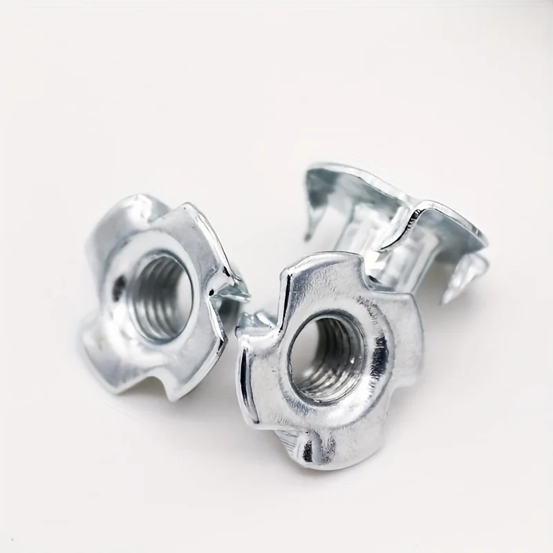 80Pcs M3-M8 Tee Nuts, Carbon Steel Zinc Plated, Pronged Blind Nuts for Furniture and Speaker Hardware