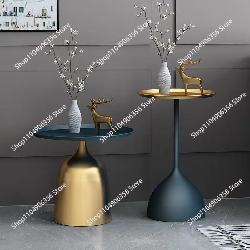 for Custom Nordic Marble Small Side Table Modern Living Room Sofa Corner  Simple Creative Iron Golden  Coffee  WF