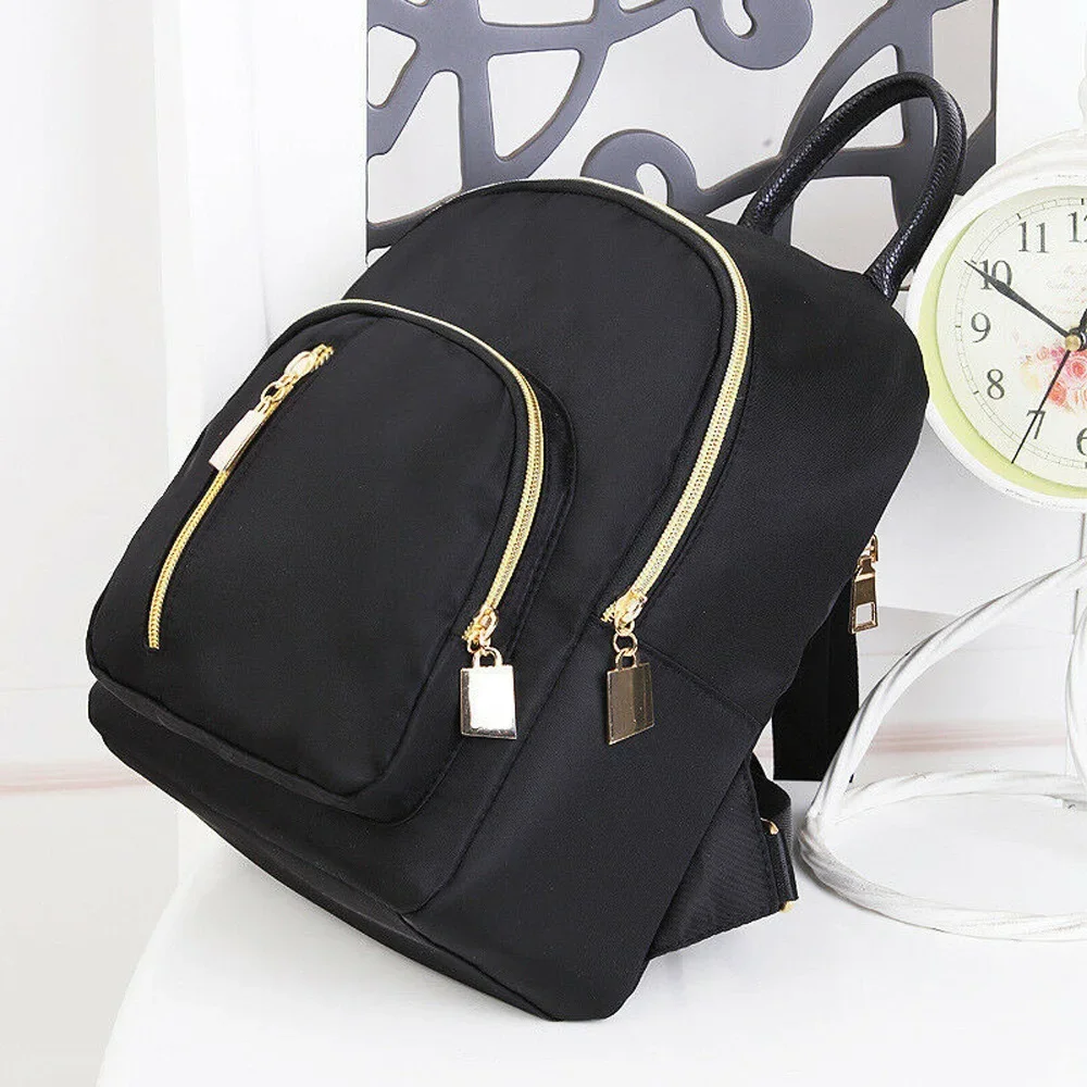 Hot Women\'s Fashion Girl School Bag Small Multi-zipper Backpack New Cute Backpack Satchel Rucksack Travel Shoulder Bag Black