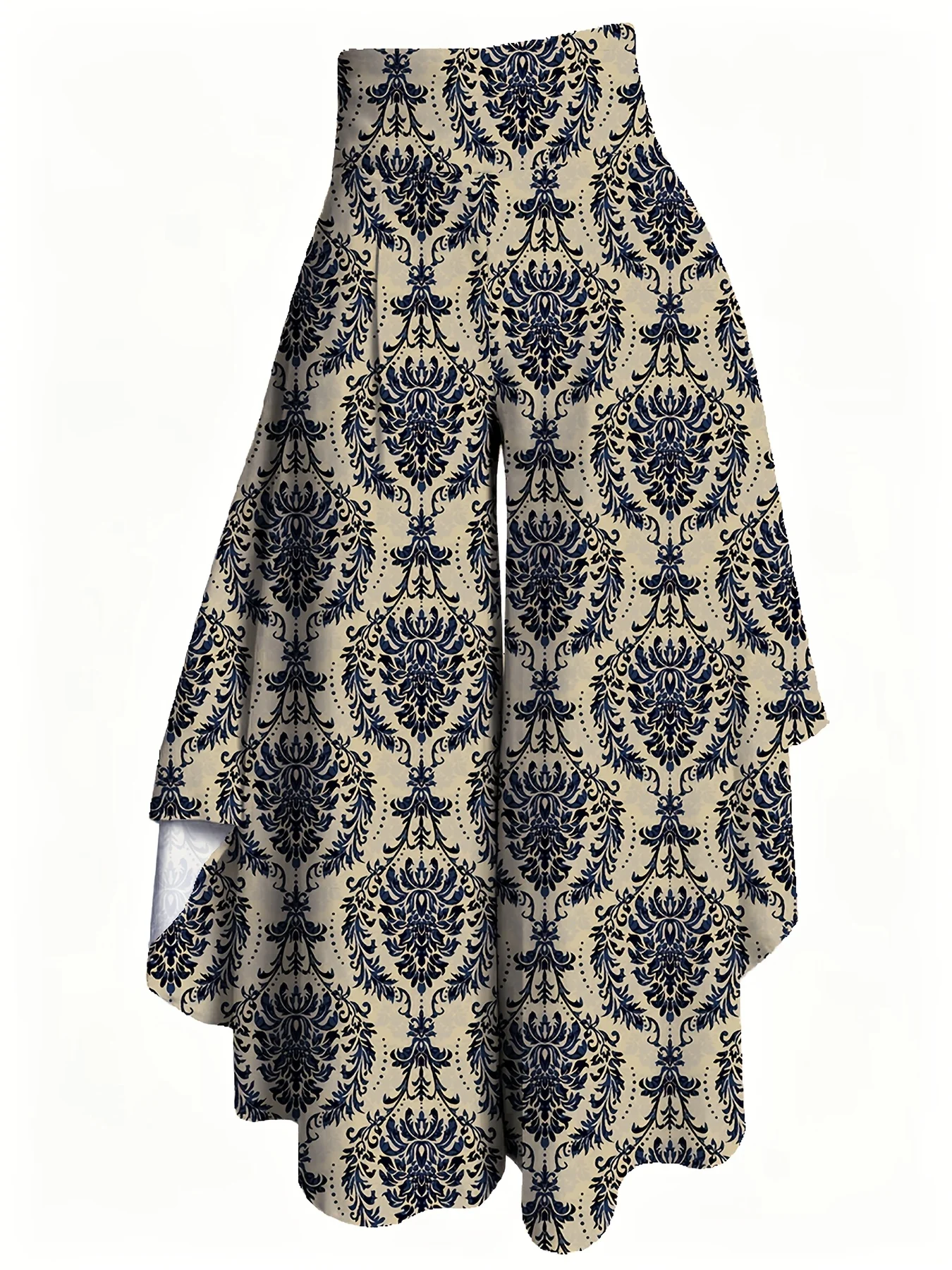 Women's Geometric Pattern Printed Wide Leg Pants Casual Comfortable Elastic Waistband Fashionable Plus Size Trousers