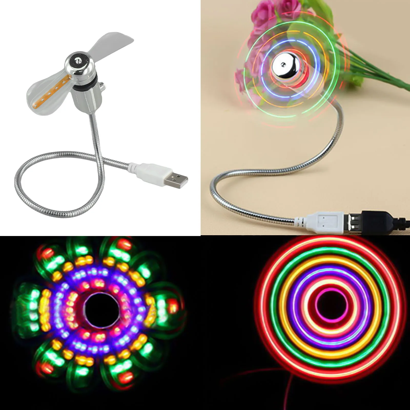 Mechanical USB Clock Fan with Real Time Display and Flexible Metal Hose for Adjustable Airflow Direction and Low Noise
