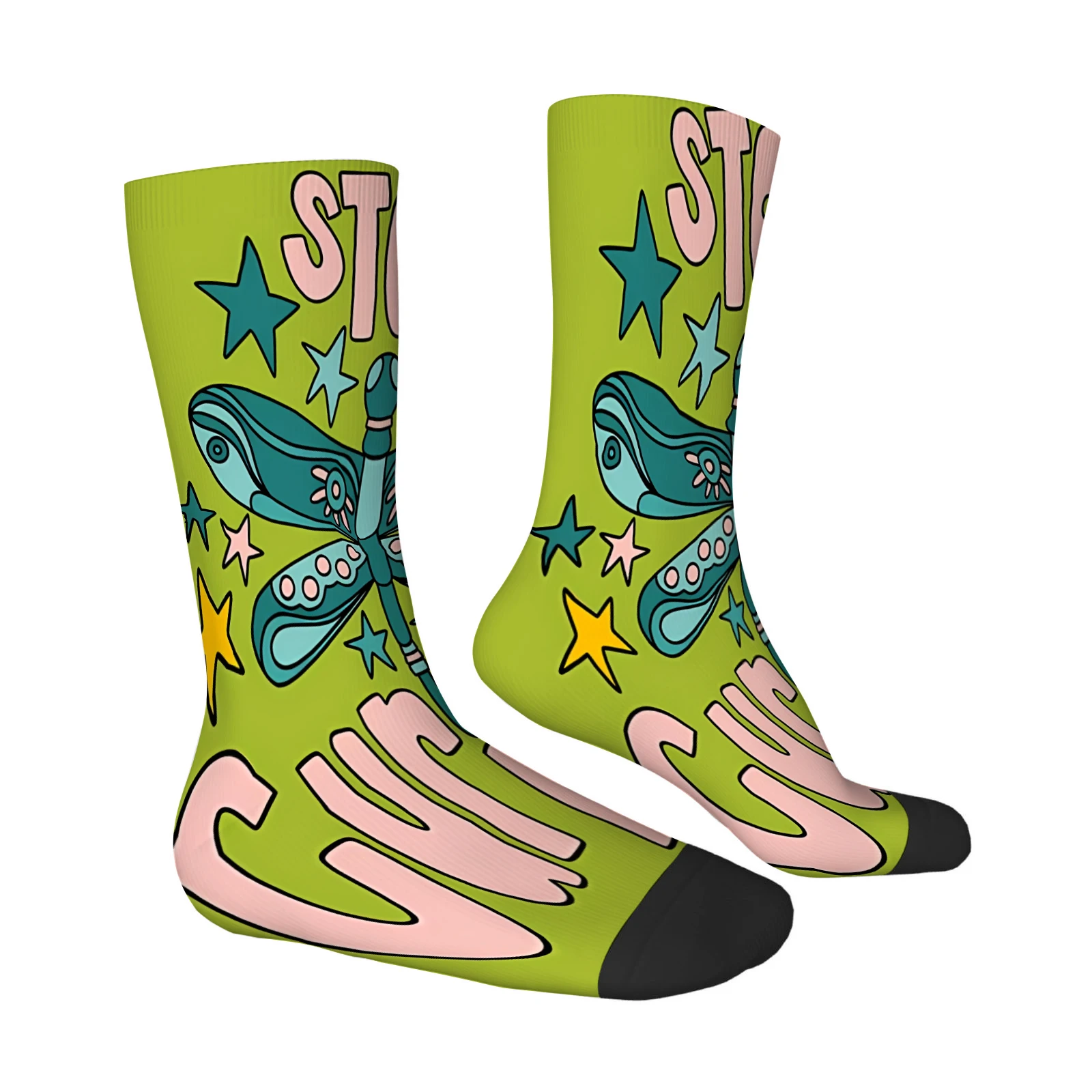 1 pair of Men's colorful building block pattern mid-calf socks, novelty/casual hats, comfortable polyester fiber.