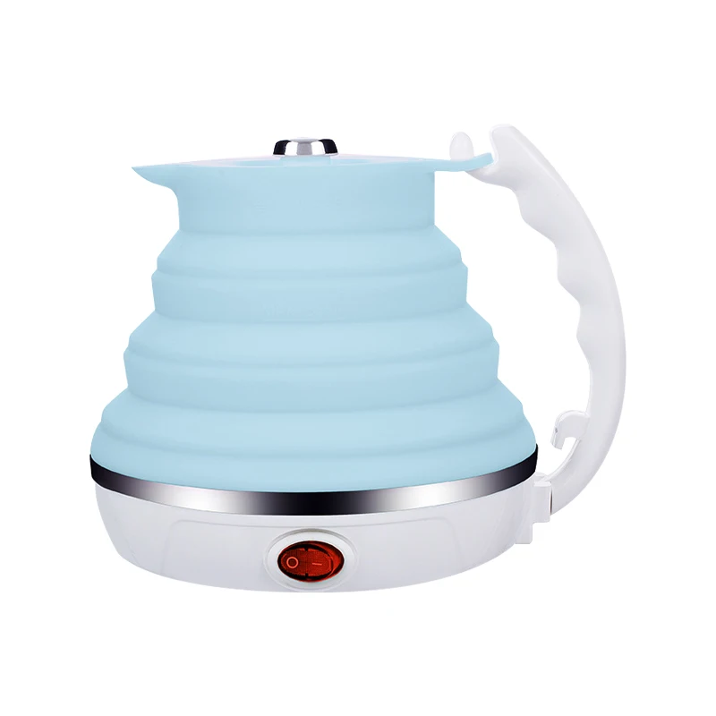 HSUEL 555ml Dual Voltage Electric Kettle Food Grade Silicone Travel Foldable Separable Power Cord Keep Warm Use