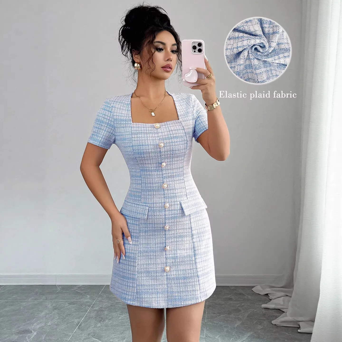 Abito Midi Aderente da Donna Primavera 2026 Casual Elegante per Ufficio e Feste Vestibilità Elasticizzata Lunghezza al Ginocchio Tinta Unita