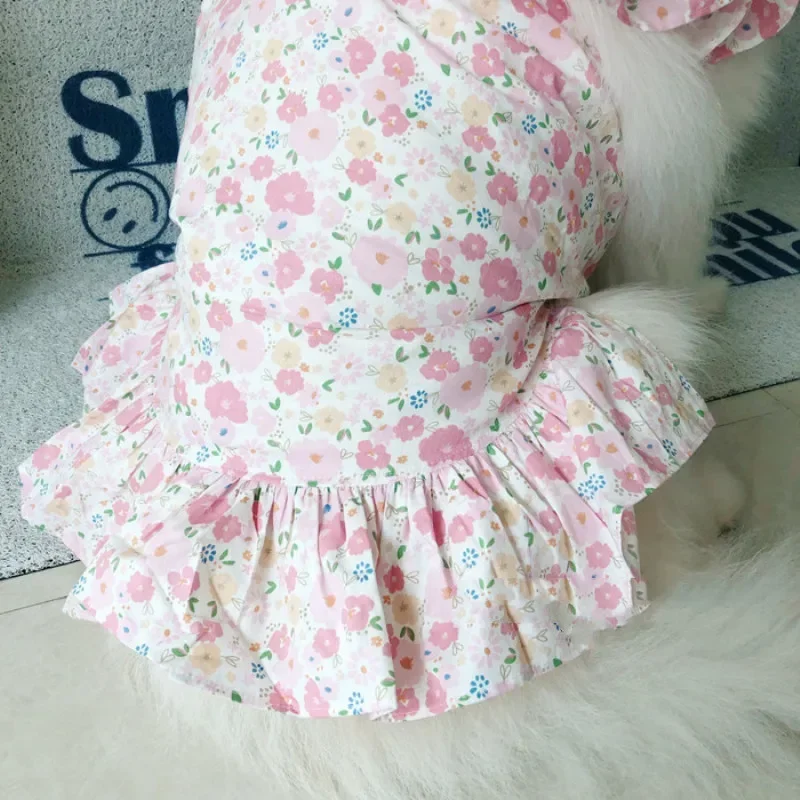 Large Dog Floral Dress Spring Summer Dog Breathable Clothes for Medium Big Dogs Soft Pet Costume Dog Clothes  Dog Dresses