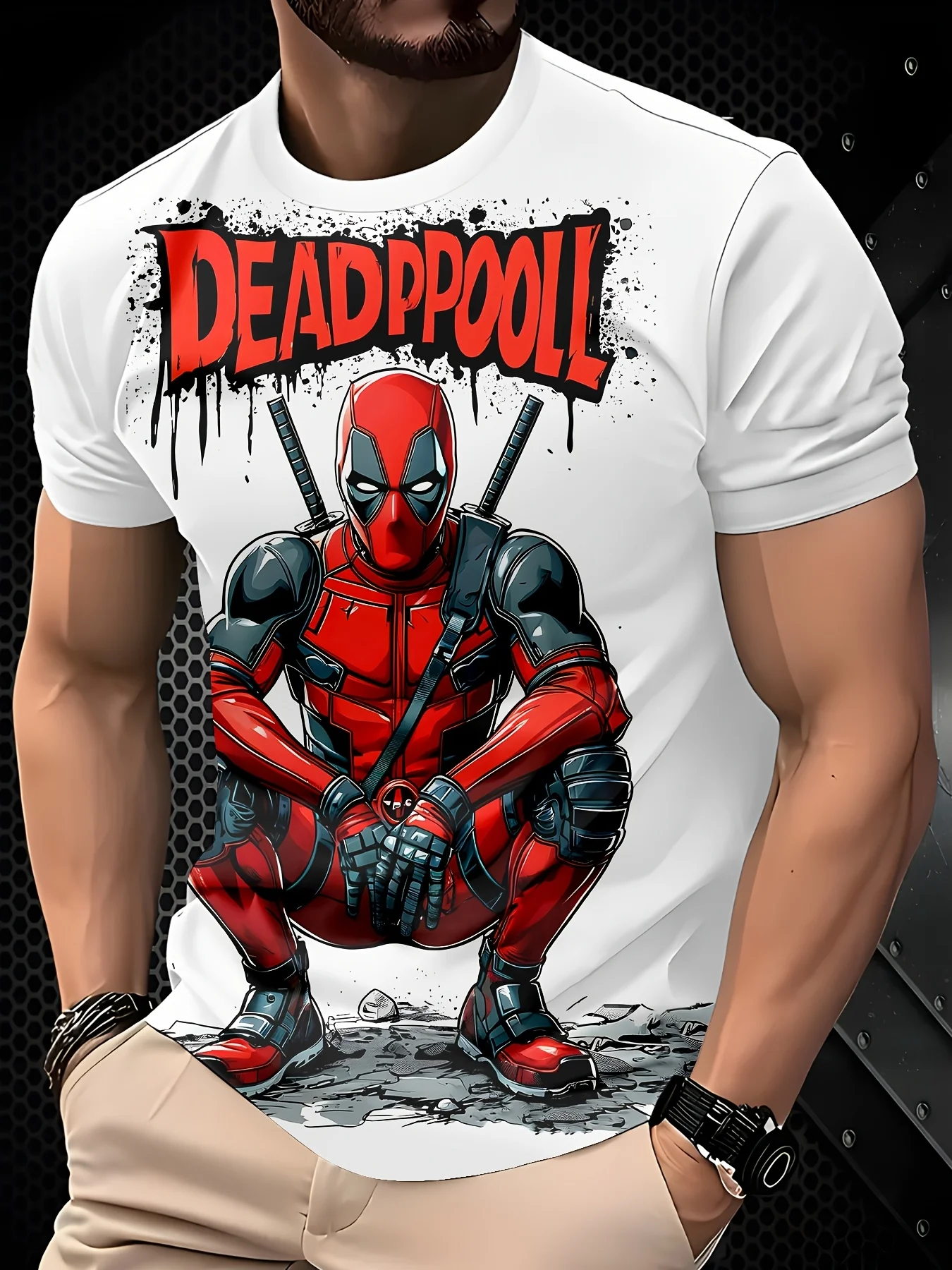 

Marvel Deadpool Graphic T-Shirt 3D Print Superhero Men T Shirt