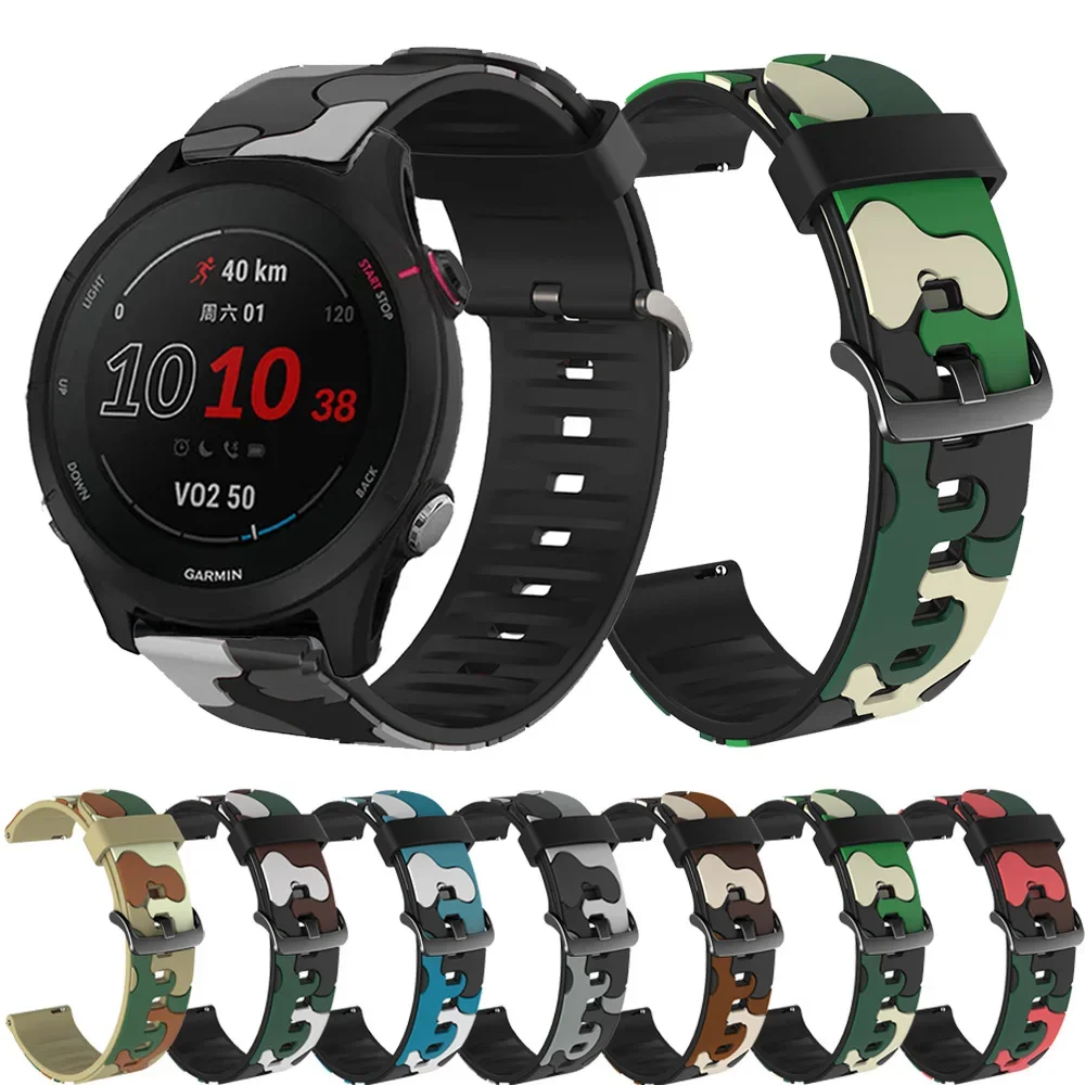 For Garmin Forerunner 255 255m 245 245m 645 Music Venu 2 Plus Silicone Strap Bracelet Camouflage Pattern 20mm 22mm Watch Band