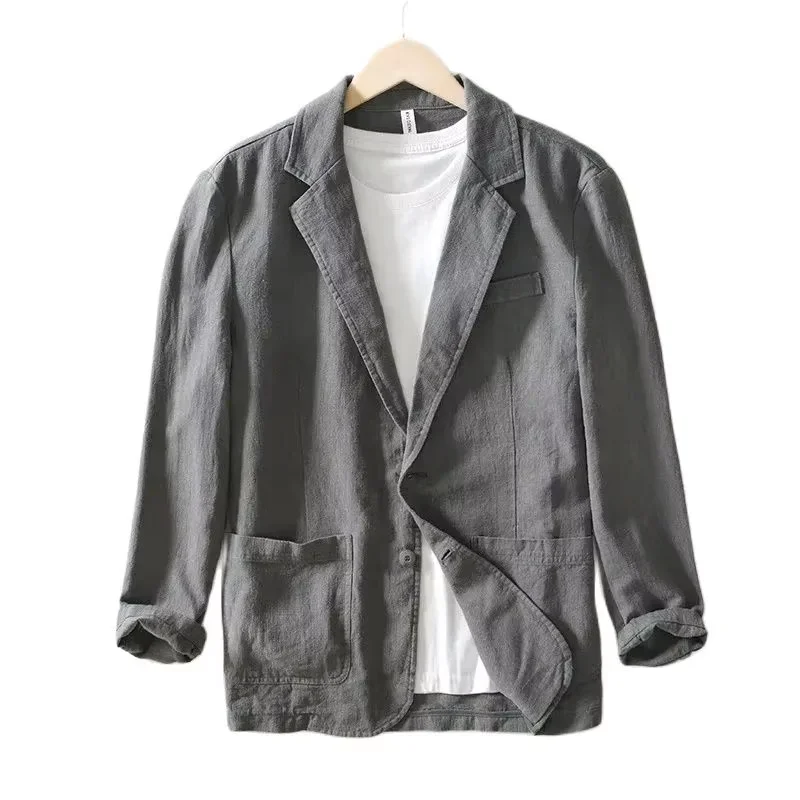 2026 100% Cotton Breathable Men's Blazer Suit Jacket For Men Black Coat For Summer Business Lightweight Male Clothes