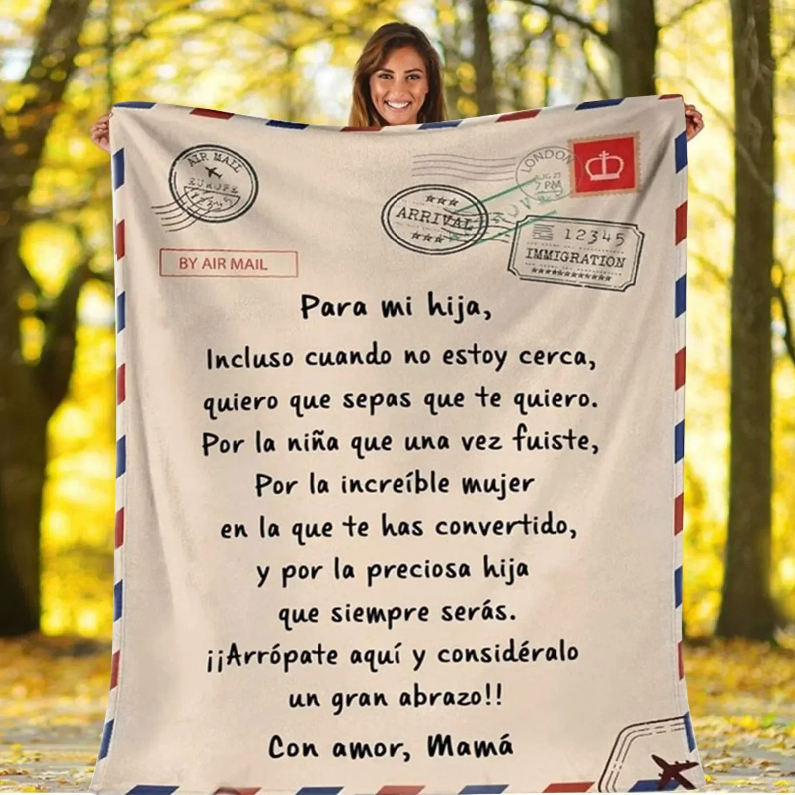 Spanish Message Designer Blankets Manta Beach Picnic Flannel Blanket Mom To Daughter/Son Letter Quilt Express Love Custom