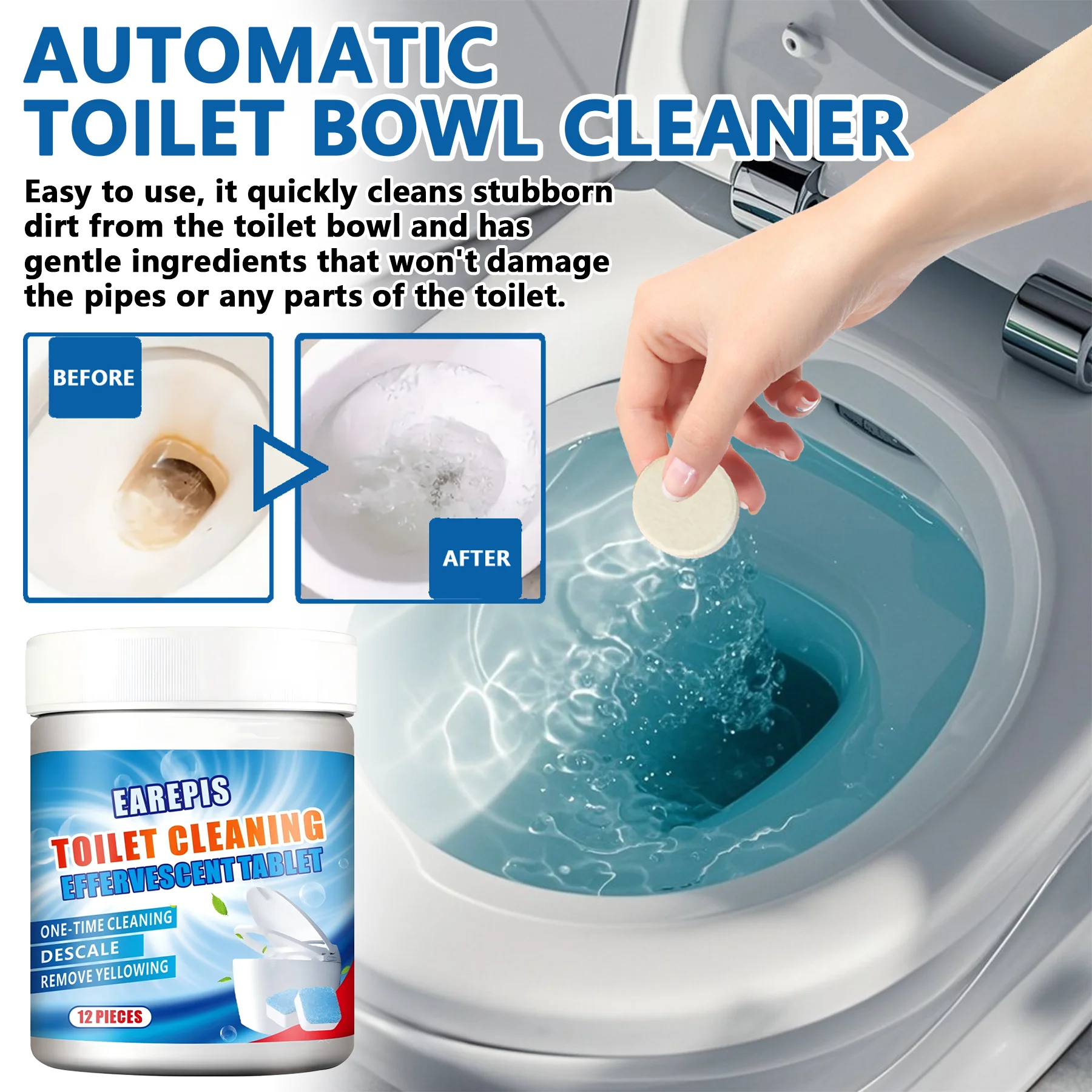 

Устойчивый выпуск — Таблетка для автоматической чистки унитаза — легко удаляет пятна от короткого мочи и люминесцентно. Подходит для двигателя