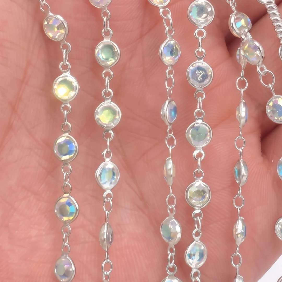 0.5Meter/1Meter Colorful Rhinestone Jewelry Chain Gold Plated Brass Chain for Jewelry Making Necklace Bracelet Accessories Craft view 6