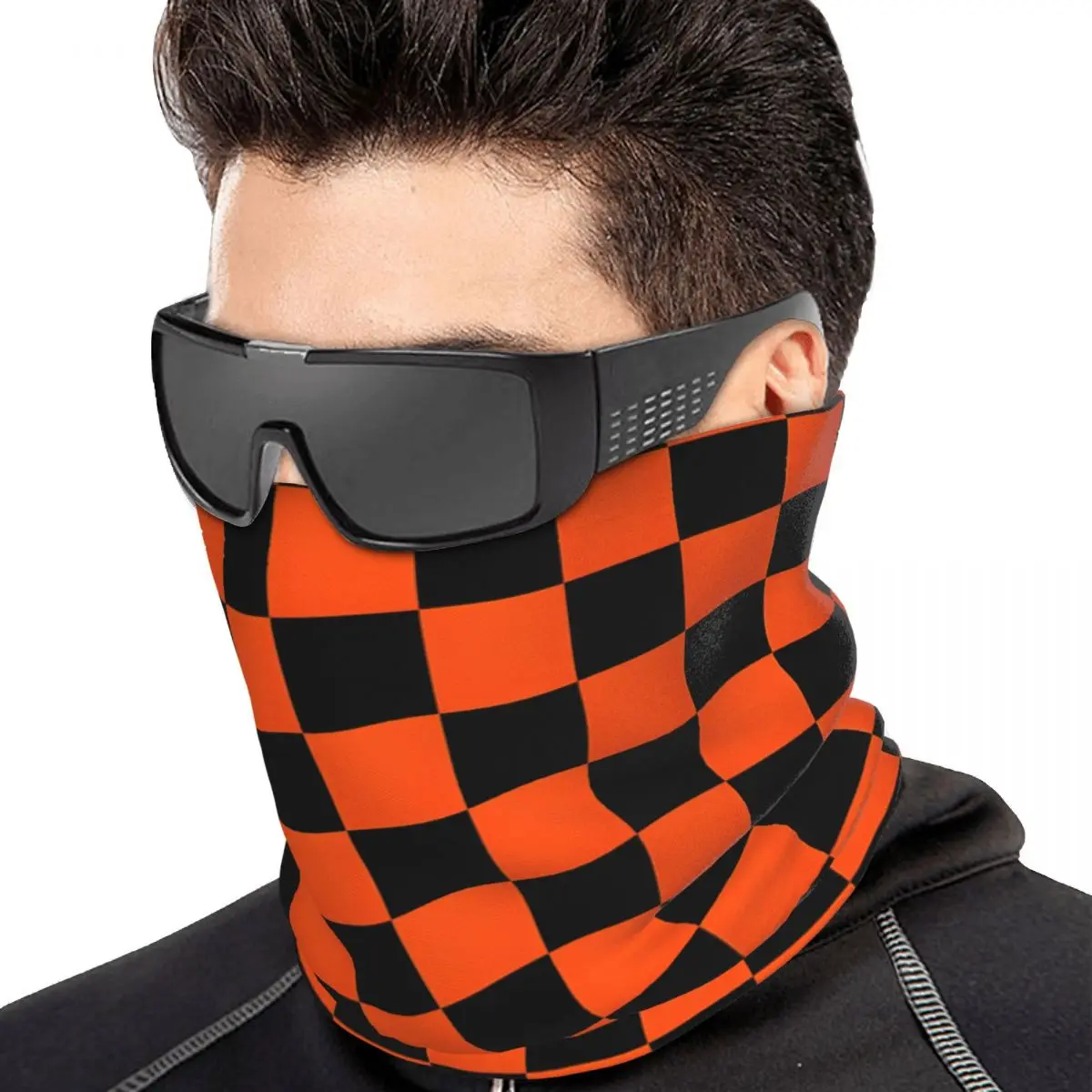 Orange And Black Bandana Neck Gaiter Windproof Face Mask Scarf Cover Women Men Headwear