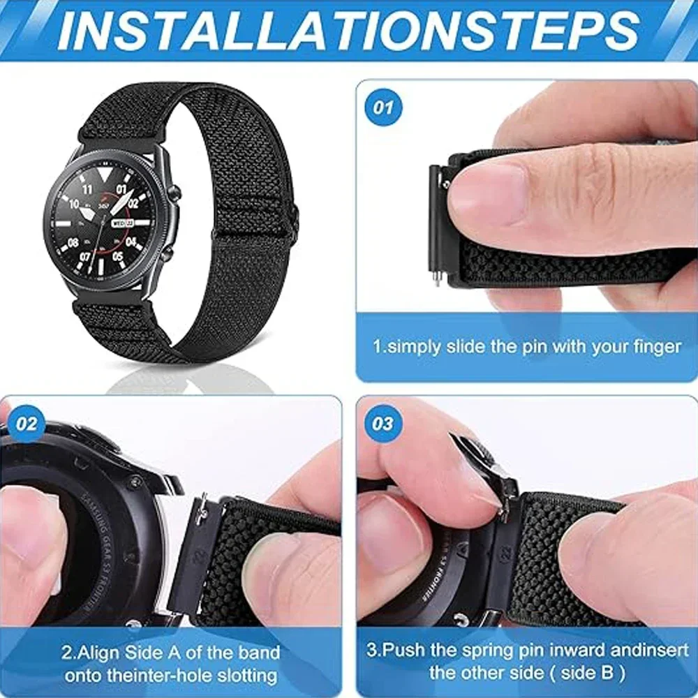 18/20/22mm Adjustable Elastic Nylon Strap for Garmin Venu 4/3/2/Sq 2/Forerunner 255/265/245/955/Vivoactive 4/4S Sports Band image 3