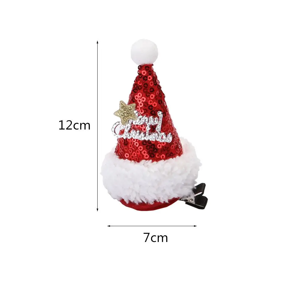 Christmas Hat Hair Clips Sequins Hat Hairpins Festival Christmas Headbands Adult Children Headwear Hair Accessories