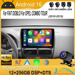 Android 16 Car Radio For FIAT DOBLO For OPEL COMBO TOUR 2010 - 2015 GPS Navigation QLED Carplay Auto Multimedia Stereo Player BT