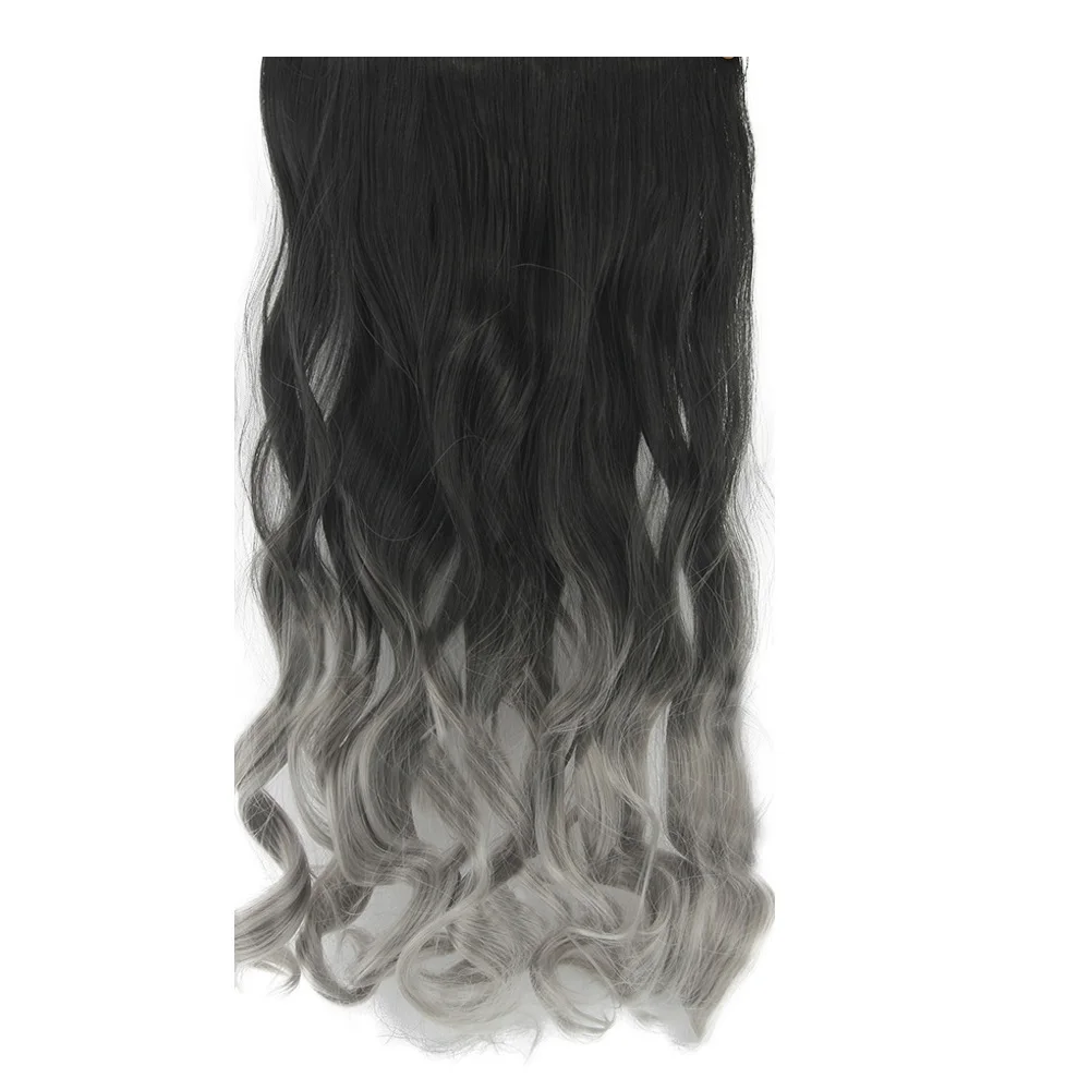 60Cm Long Synthetic Hair Clip In Hair Extension Heat Resistant Hairpiece Natural Wavy Hair Piece 2T0906