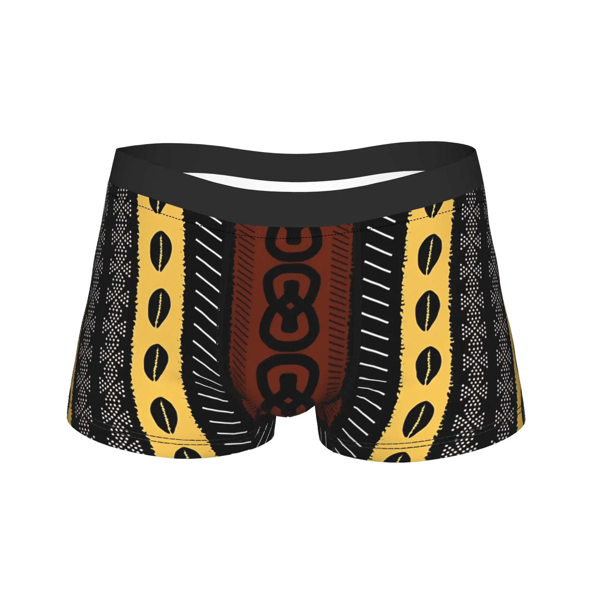 African Bogolan Fabric Underwear  Male Panties Pattern Novelty Trunk Quality Shorts Briefs Large Size