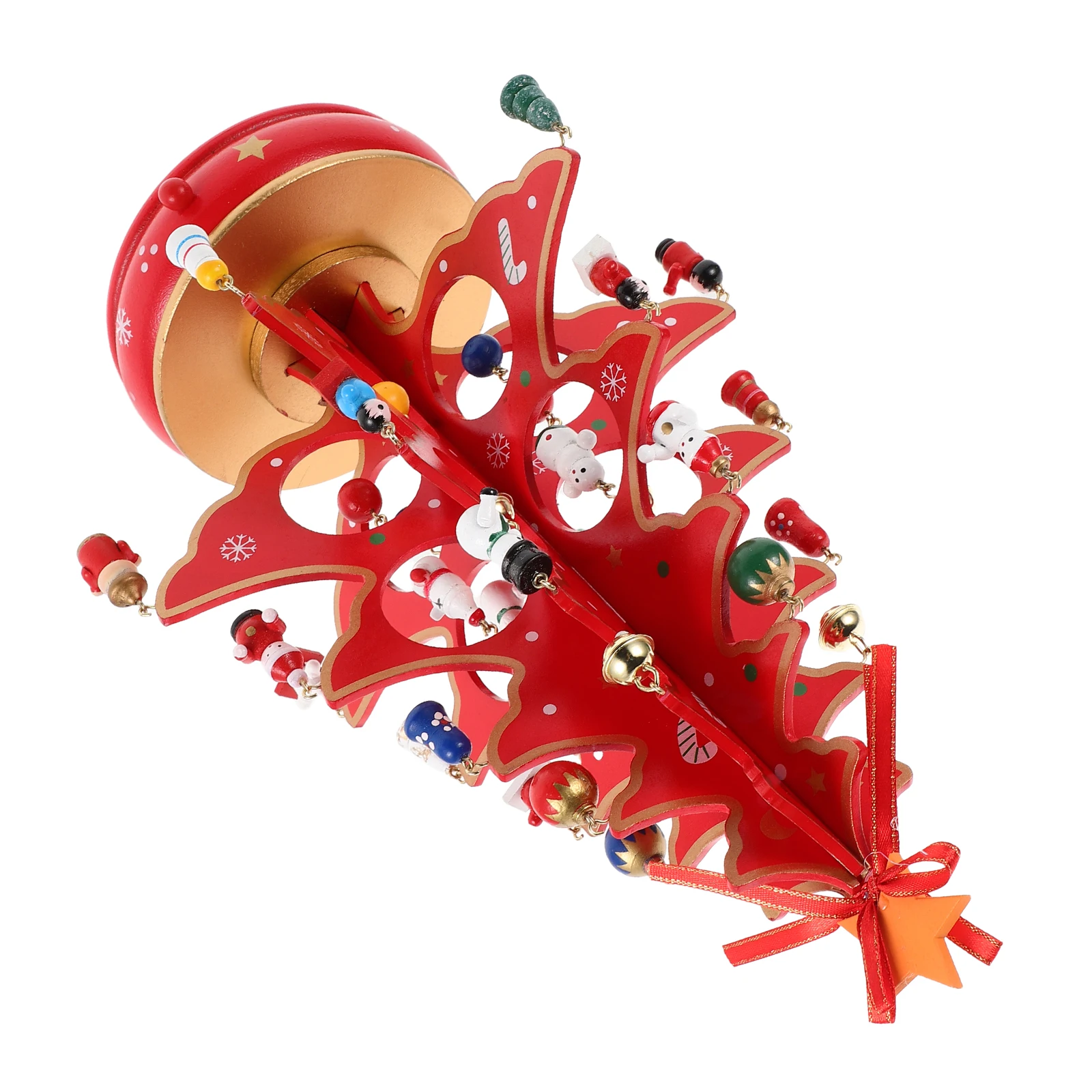 

Christmas Tree Music Box Wooden Musical Ornament Mini Red Baby Engraved Boxes Fair Sound Melodies Home Decor Gift